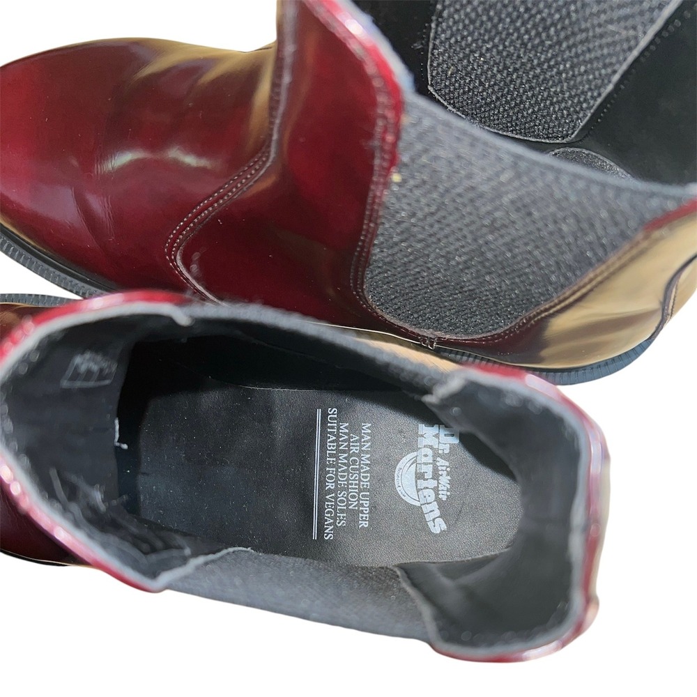 Dr. Martens Vegan Flora Chelsea Boots Womens 6 Cherry Red Glossy Pull On Boots - Picture 7 of 11